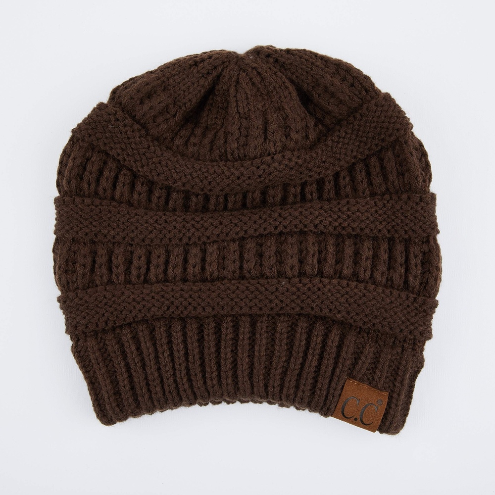 Exclusives Cable Knit Beanie - Thick, Soft & Warm Chunky | Brown | Size OS - Picture 2 of 3